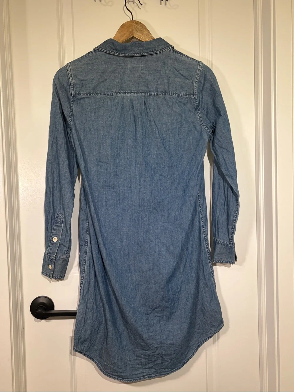 J.Crew Chambray Denim Long Sleeve Shirt Dress XS Blue Style A0112